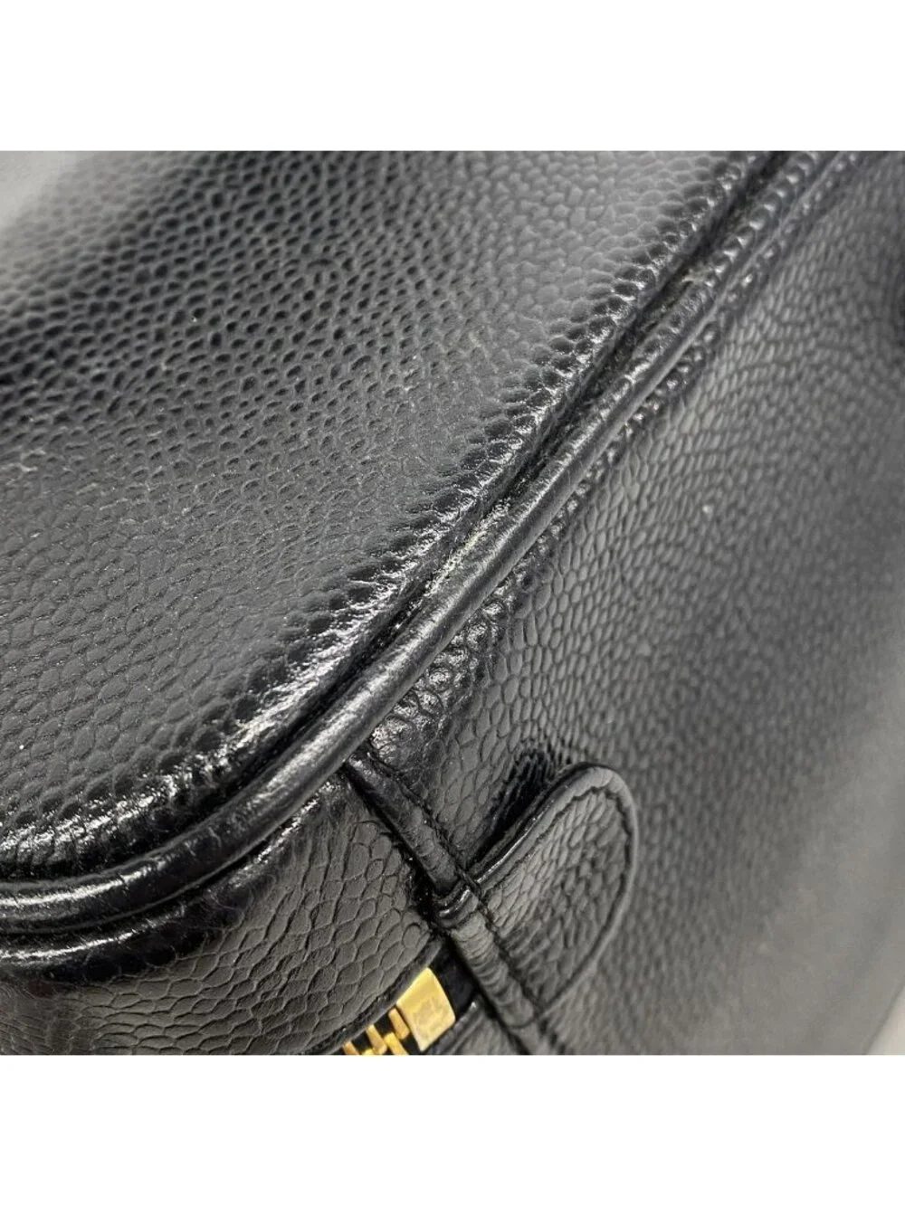 Chanel Vanity Bag Caviar Leather Black Gold